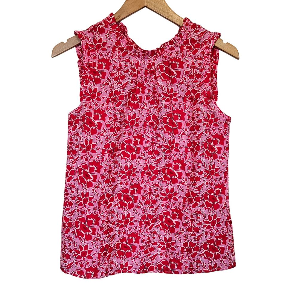 J Crew Factory Floral Sleeveless Top Blouse Linen Blend Women's Sz XSmall Spring